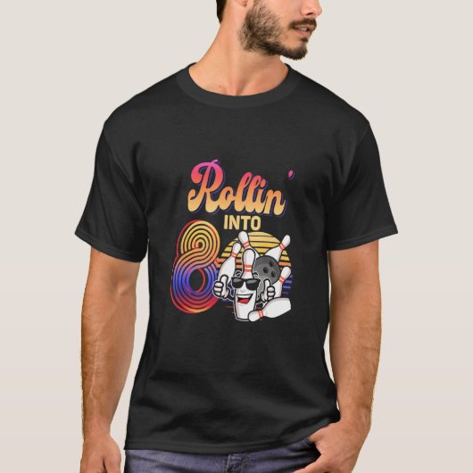 Verjaardagsfeest 8e Rollin In 8 Bowling Retro Su T-shirt (Voorkant)