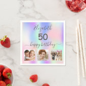 Verjaardagsfeest aangepaste foto holografisch servet (Insitu)