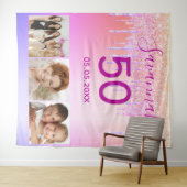 Verjaardagsfeest aangepaste foto roze gouden glitt wandkleed (In Situ (horizontaal))