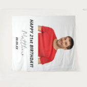 Verjaardagsfeest aangepaste foto witte moderne man wandkleed (Voorkant (horizontaal))