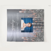 Verjaardagsfeest aangepaste foto zilverkleurige ro wandkleed (Voorkant (horizontaal))