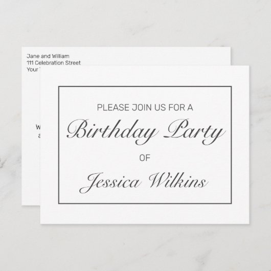 Verjaardagsfeest Aankondiging Uitnodiging Briefkaa (Voorkant / Achterkant)