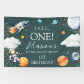 Verjaardagsfeest achtergrond banner Rocket Space O (Horizontaal)