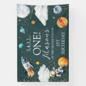 Verjaardagsfeest achtergrond banner Rocket Space O (Verticaal)