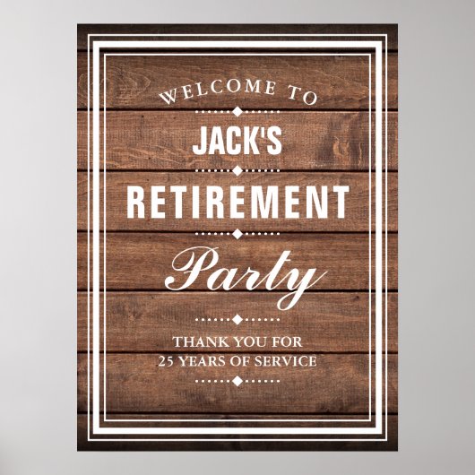 Verjaardagsfeest Afscheidspartij Ruw Houten Welkom Poster (Voorkant)
