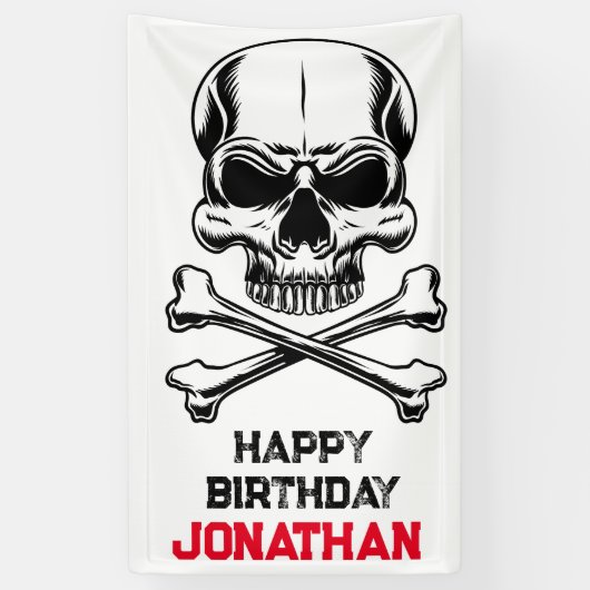 Verjaardagsfeest als een piraat spandoek (Verticaal)