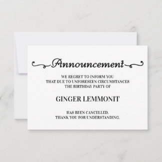Verjaardagsfeest annulering kaarten
