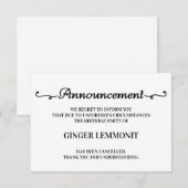 Verjaardagsfeest annulering kaarten (Voorkant / Achterkant)