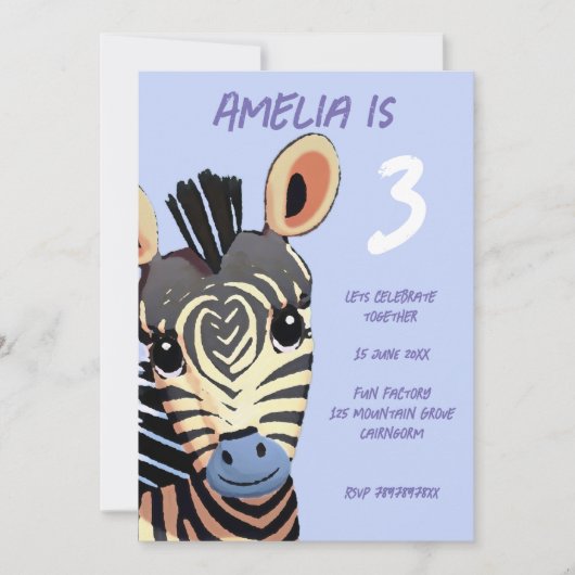 Verjaardagsfeest Baby Zebra Zebra Kaart (Voorkant)