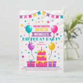 Verjaardagsfeest | Ballonnen | Confetti Kaart (Staand voorkant)