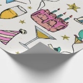 Verjaardagsfeest Ballonnen Taart Champagne Cadeaupapier (Hoek)