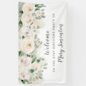 Verjaardagsfeest Banner 21st White Rose Bloemen (Verticaal)