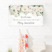 Verjaardagsfeest Banner 50ste Witte Roos Bloemen (Insitu)