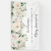 Verjaardagsfeest Banner 60th White Rose Bloemen (Verticaal)