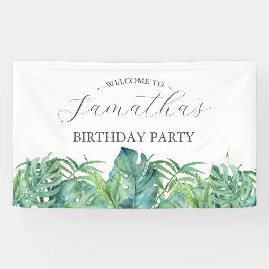 Verjaardagsfeest Banner Tropisch Luau (Horizontaal)
