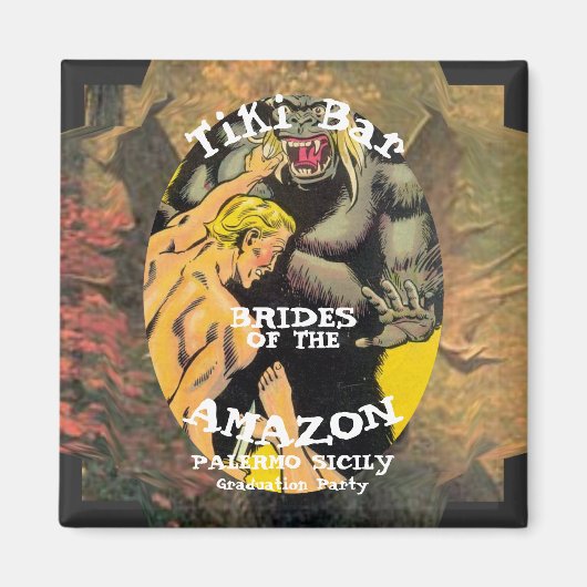 Verjaardagsfeest Barbecue Tiki Bar Amazon Magneet (Voorkant)