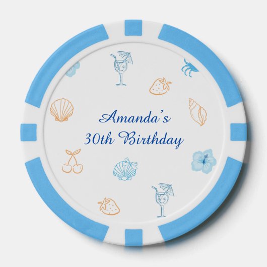 Verjaardagsfeest Beach Club Poker Chips (Voorkant)