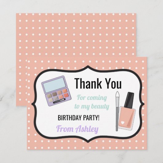 Verjaardagsfeest Bedankt Nodig Kaart Beauty Nails  (Voorkant / Achterkant)