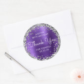 Verjaardagsfeest Bedankt Paarse zilveren glitter Ronde Sticker (Envelop)