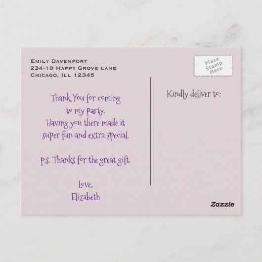 Verjaardagsfeest Bedankt Snoepjes Patroon Custom Briefkaart (Achterkant)