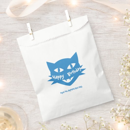 Verjaardagsfeest Behandel Tas BLUE Cat Bedankzakje (Geknipt)
