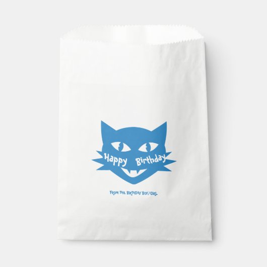 Verjaardagsfeest Behandel Tas BLUE Cat Bedankzakje (Voorkant)