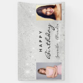 Verjaardagsfeest beste vrienden tweeling zilveren  spandoek (Verticaal)