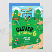 Verjaardagsfeest binnen speelplaats voor elke leef kaart (Voorkant / Achterkant)