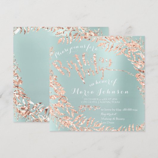 Verjaardagsfeest Bladeren Krans Tiffany Aqua Roze  Kaart (Voorkant / Achterkant)