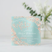 Verjaardagsfeest Bladeren Krans Tiffany Aqua Roze  Kaart (Staand voorkant)