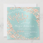 Verjaardagsfeest Bladeren Krans Tiffany Aqua Roze  Kaart (Voorkant)