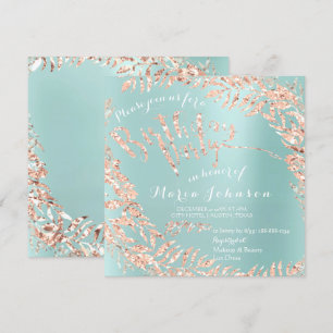 Verjaardagsfeest Bladeren Krans Tiffany Aqua Roze  Kaart