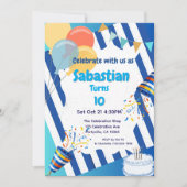 Verjaardagsfeest Blauw Kaart (Voorkant)