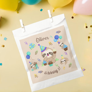 Verjaardagsfeest Blauwe Ballon Zachte Luiaard Bedankzakje