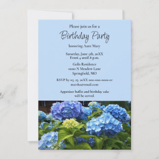 Verjaardagsfeest Blauwe Hortensia Bloem Kaart