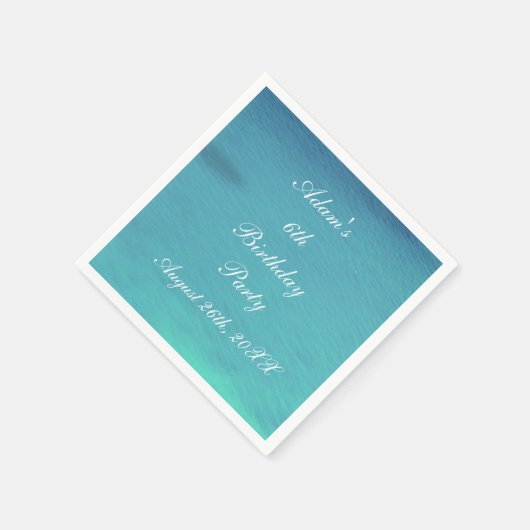 Verjaardagsfeest Blauwgroen Blauw Water Naam Datum Servet (Hoek)