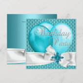 Verjaardagsfeest Blauwgroen Blauwe Witte Boog Ball Kaart (Voorkant / Achterkant)