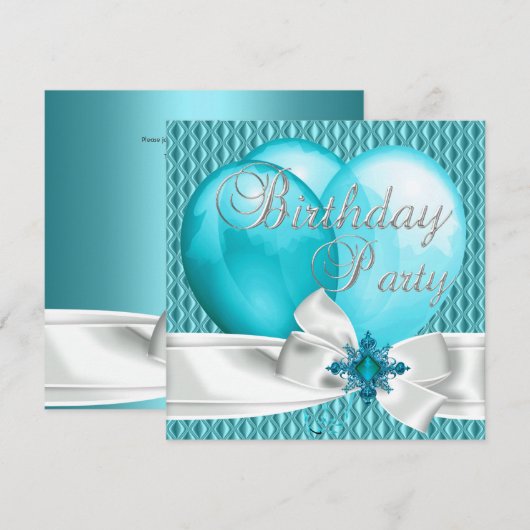 Verjaardagsfeest Blauwgroen Blauwe Witte Boog Ball Kaart (Voorkant / Achterkant)