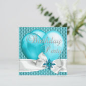 Verjaardagsfeest Blauwgroen Blauwe Witte Boog Ball Kaart (Staand voorkant)