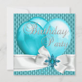 Verjaardagsfeest Blauwgroen Blauwe Witte Boog Ball Kaart (Voorkant)