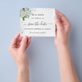 Verjaardagsfeest bloem wit budget save the date flyer (Hand)