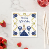 Verjaardagsfeest Blonde Prinses in Navy Blue Servet (Insitu)