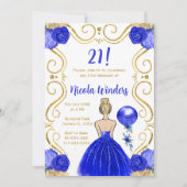 Verjaardagsfeest Blonde prinses in Royal Blue Kaart (Voorkant)