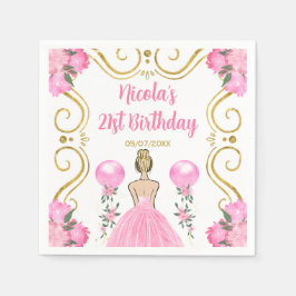 Verjaardagsfeest Blonde Prinses in Roze Servet