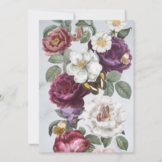 Verjaardagsfeest Bloom Butterfly Bloemen Vintage Kaart (Achterkant)