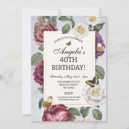 Verjaardagsfeest Bloom Butterfly Bloemen Vintage Kaart