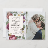 Verjaardagsfeest Bloom Vlinder Bloem Foto Kaart (Voorkant)