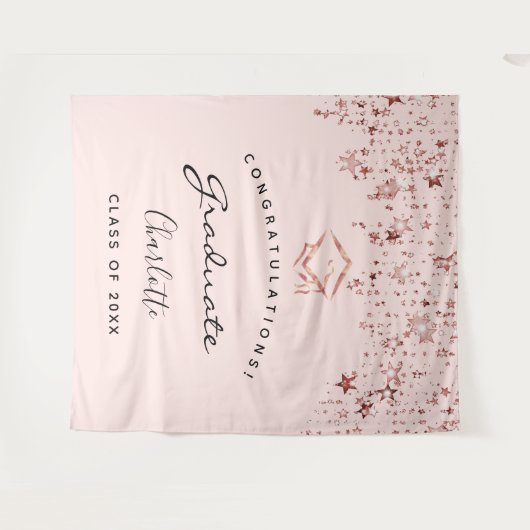 Verjaardagsfeest blozen roze goud afgestudeerd wandkleed (Voorkant (horizontaal))