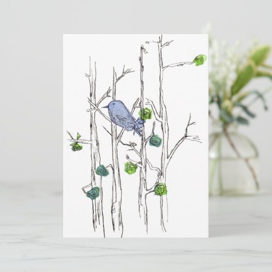 Verjaardagsfeest Bluebird Tree Natuur Art Kaart (Staand voorkant)