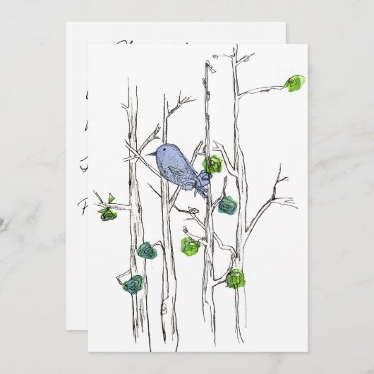 Verjaardagsfeest Bluebird Tree Natuur Art Kaart (Voorkant / Achterkant)